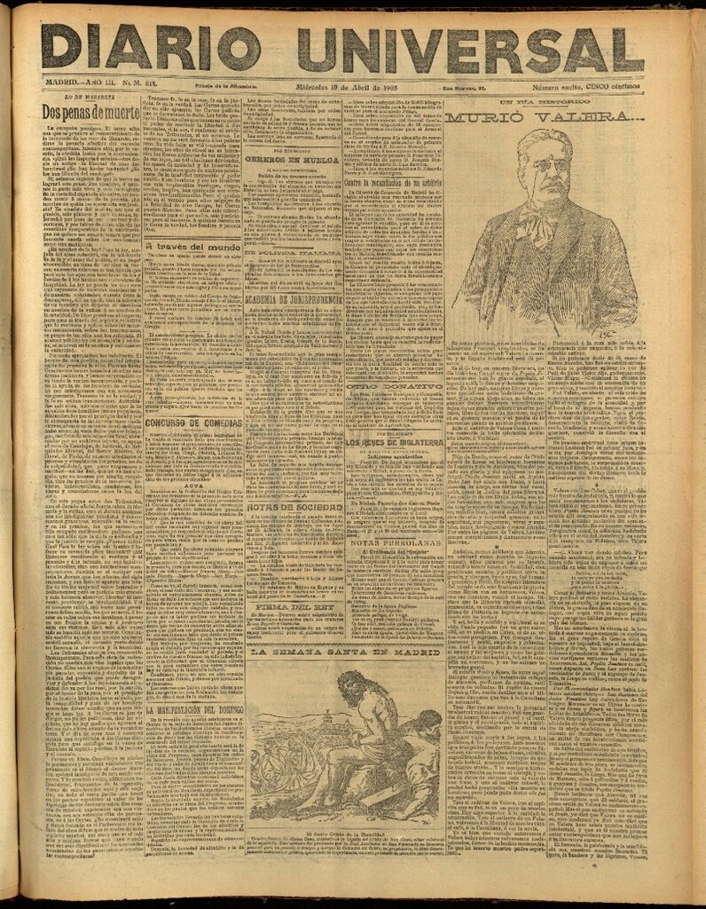 Miniatura de Diario Universal del 19 de abril de 1905, edición de noche