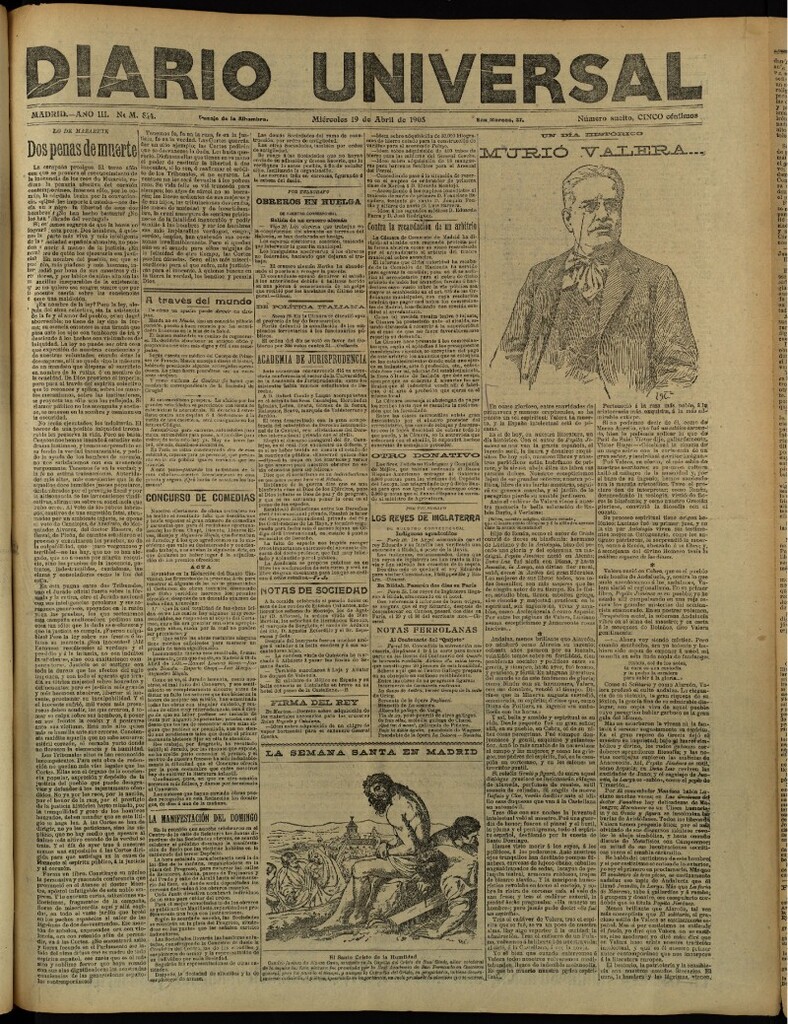 Miniatura de Diario Universal del 19 de abril de 1905, edición de tarde