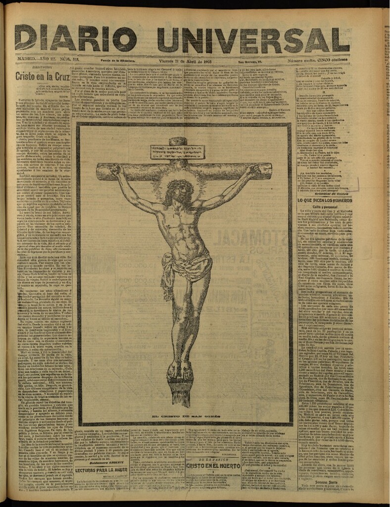 Miniatura de Diario Universal del 21 de abril de 1905, edición de tarde