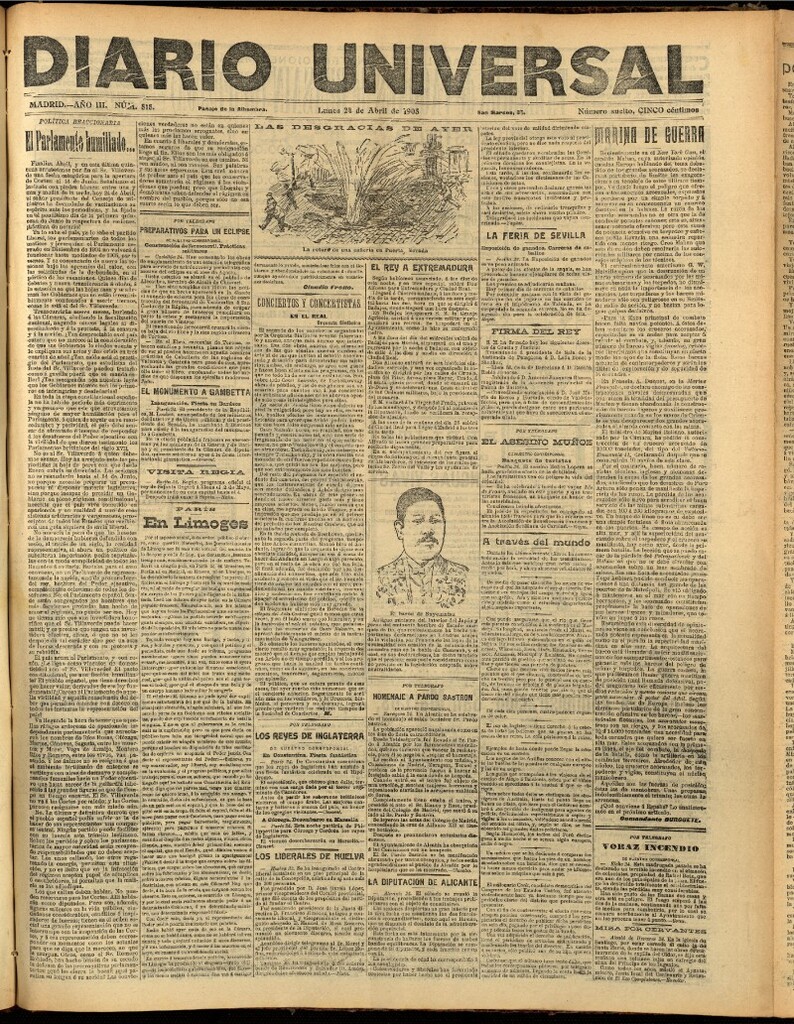 Miniatura de Diario Universal del 24 de abril de 1905, edición de noche