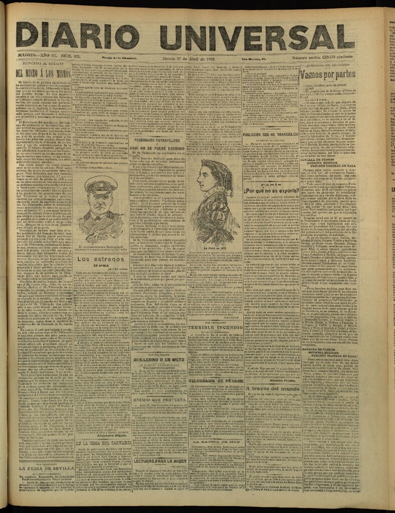 Miniatura de Diario Universal del 27 de abril de 1905, edición de tarde