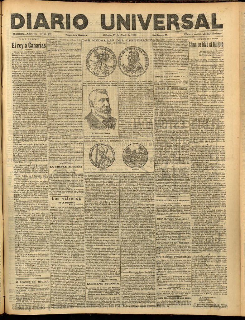Miniatura de Diario Universal del 29 de abril de 1905, edición de noche