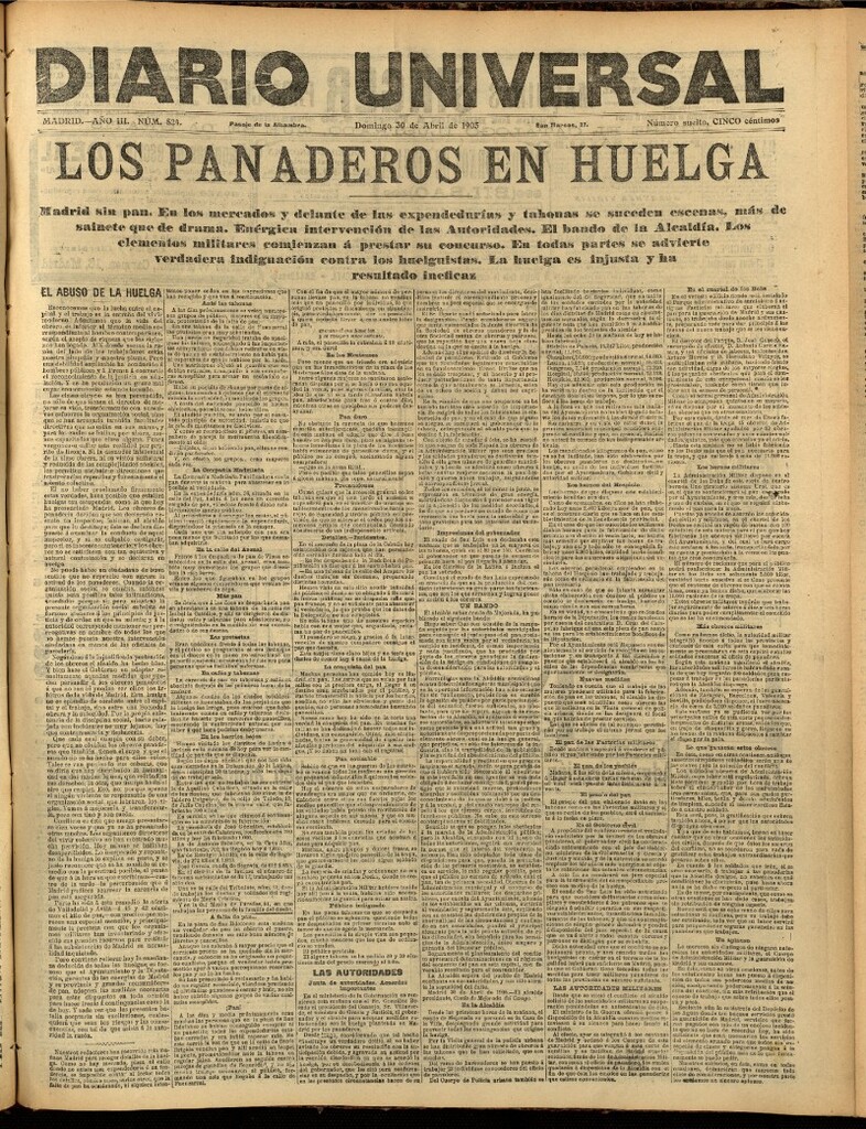 Miniatura de Diario Universal del 30 de abril de 1905, edición de noche