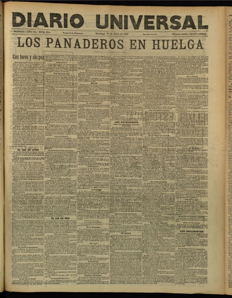 Miniatura de Diario Universal del 30 de abril de 1905, edición de tarde