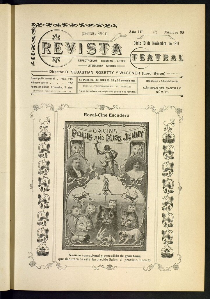 Miniatura de Revista Teatral, Literaria, Científica, de Bellas Artes y Espectáculos. Segunda época. Nº 86