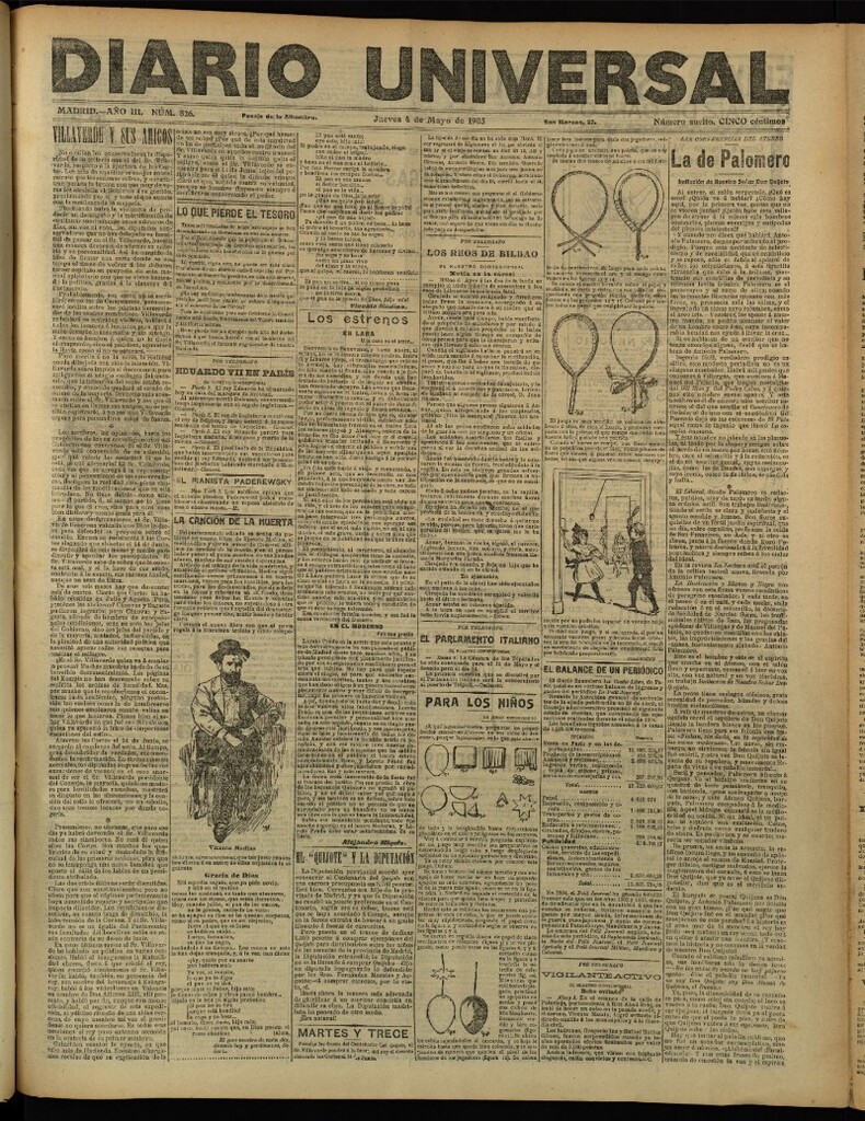 Miniatura de Diario Universal del 4 de mayo de 1905, edición de tarde