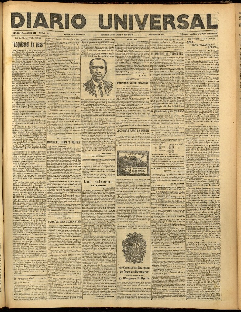Miniatura de Diario Universal del 5 de mayo de 1905, edición de noche