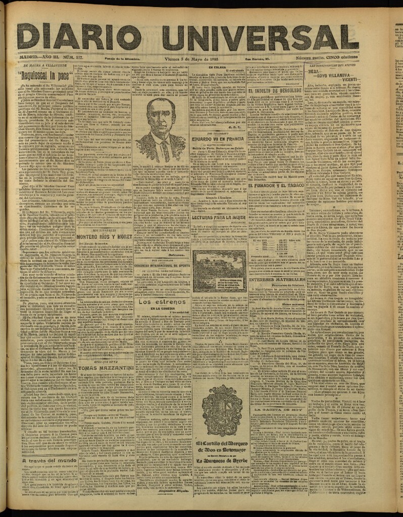Miniatura de Diario Universal del 5 de mayo de 1905, edición de tarde