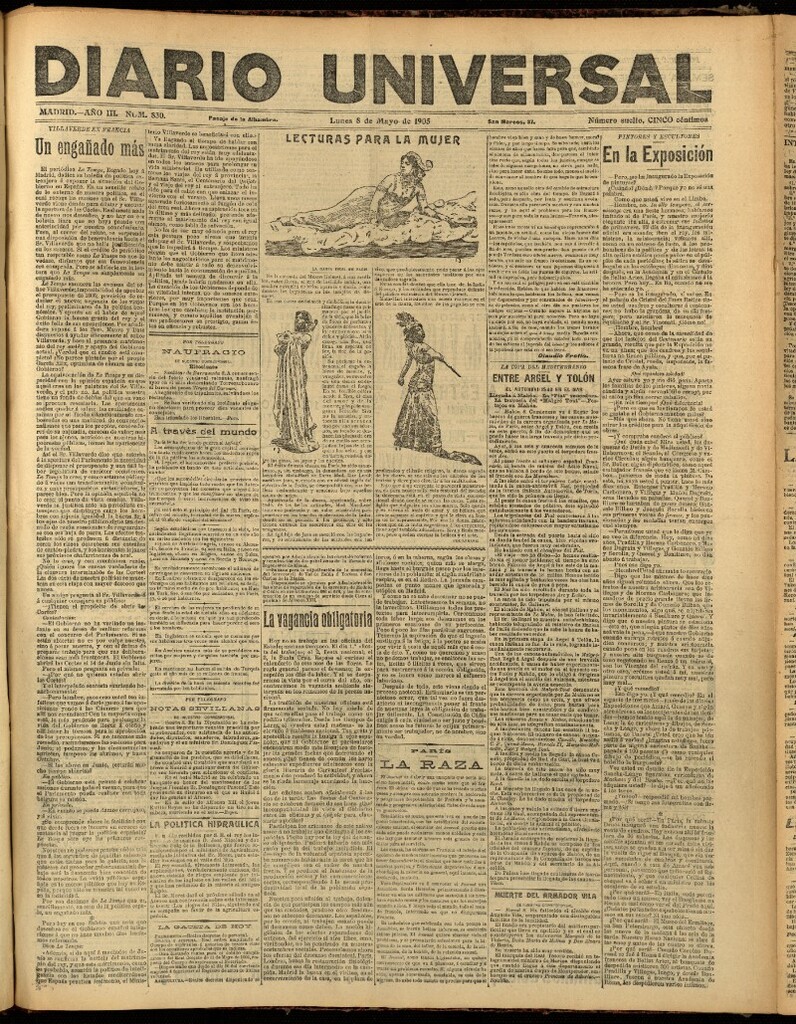 Miniatura de Diario Universal del 8 de mayo de 1905, edición de noche