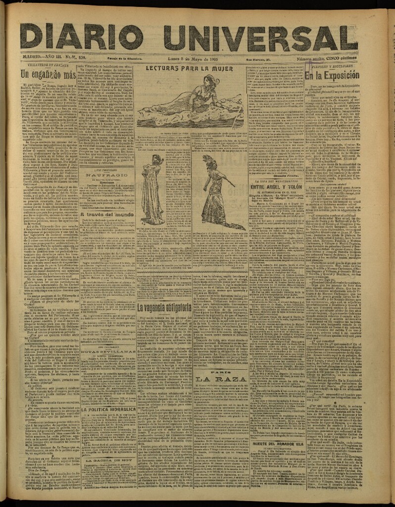 Miniatura de Diario Universal del 8 de mayo de 1905, edición de tarde