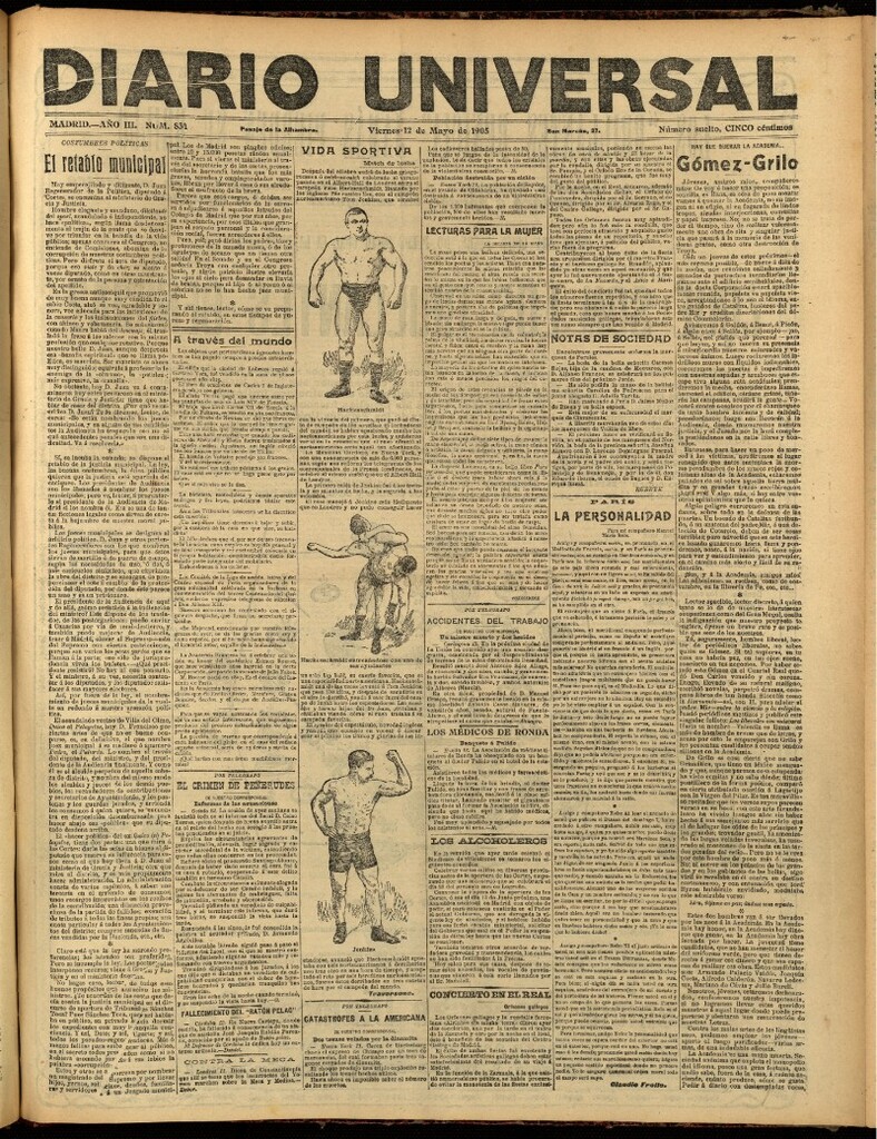 Miniatura de Diario Universal del 12 de mayo de 1905, edición de noche
