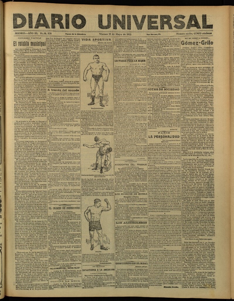 Miniatura de Diario Universal del 12 de mayo de 1905, edición de tarde