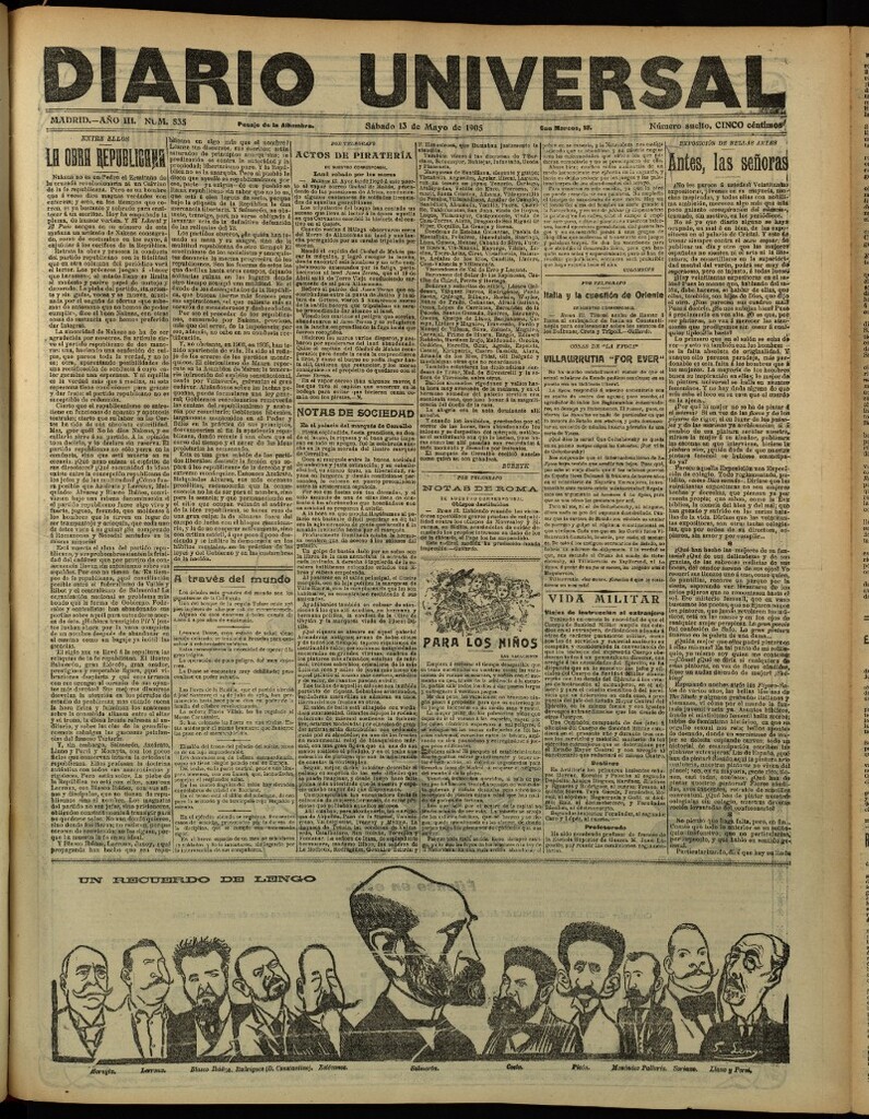 Miniatura de Diario Universal del 13 de mayo de 1905, edición de tarde
