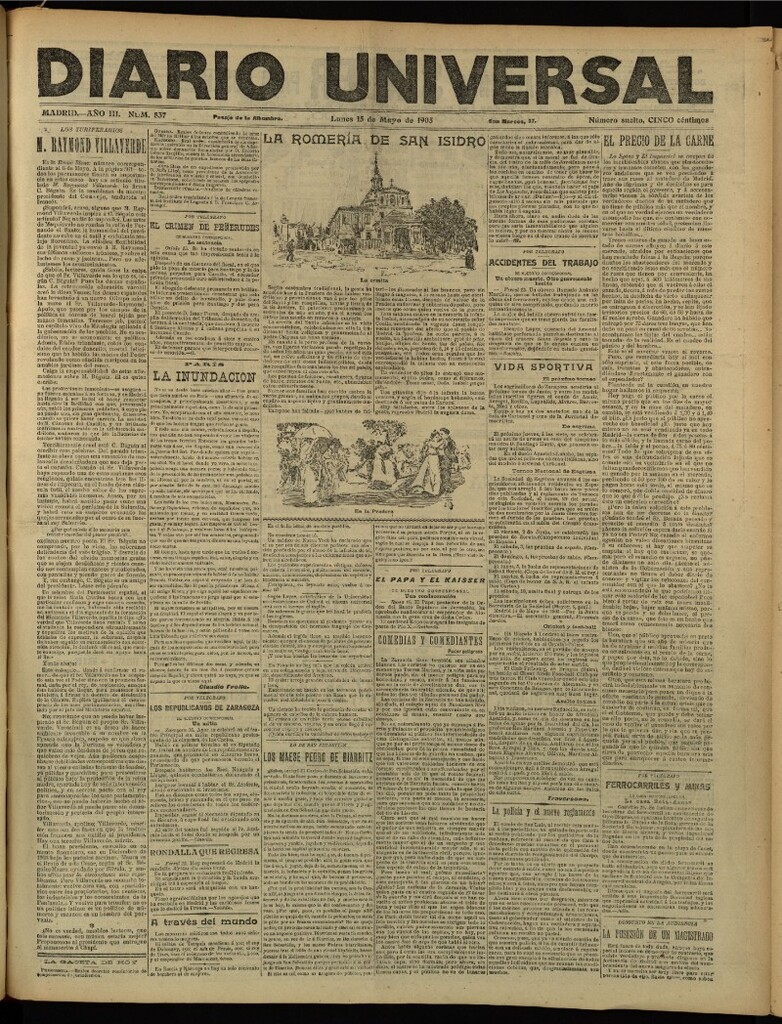 Miniatura de Diario Universal del 15 de mayo de 1905, edición de tarde