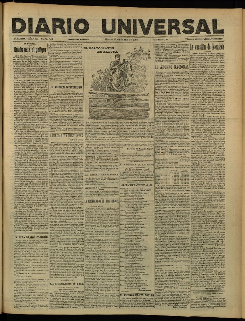 Miniatura de Diario Universal del 16 de mayo de 1905, edición de tarde