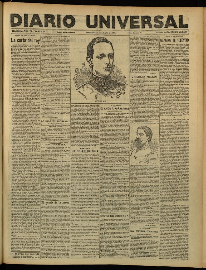 Miniatura de Diario Universal del 17 de mayo de 1905, edición de tarde