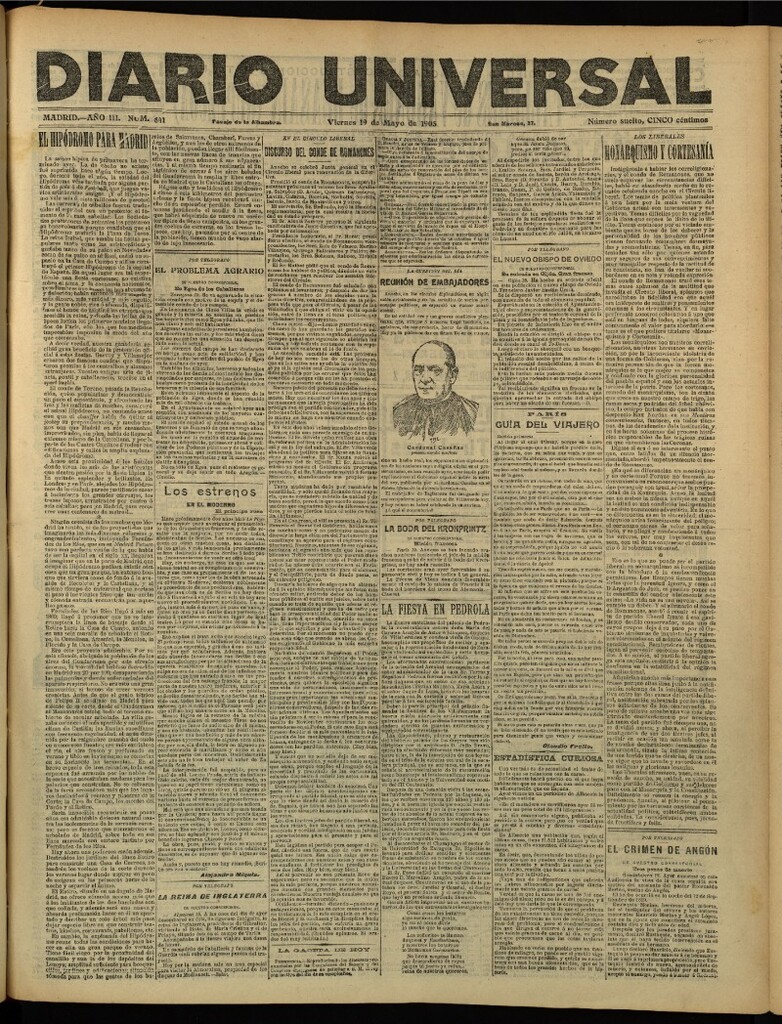Miniatura de Diario Universal del 19 de mayo de 1905, edición de tarde