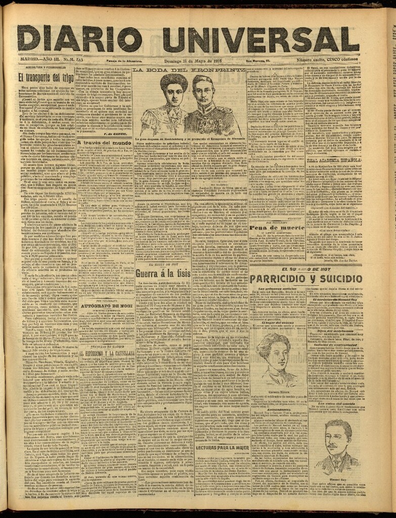 Miniatura de Diario Universal del 21 de mayo de 1905, edición de noche