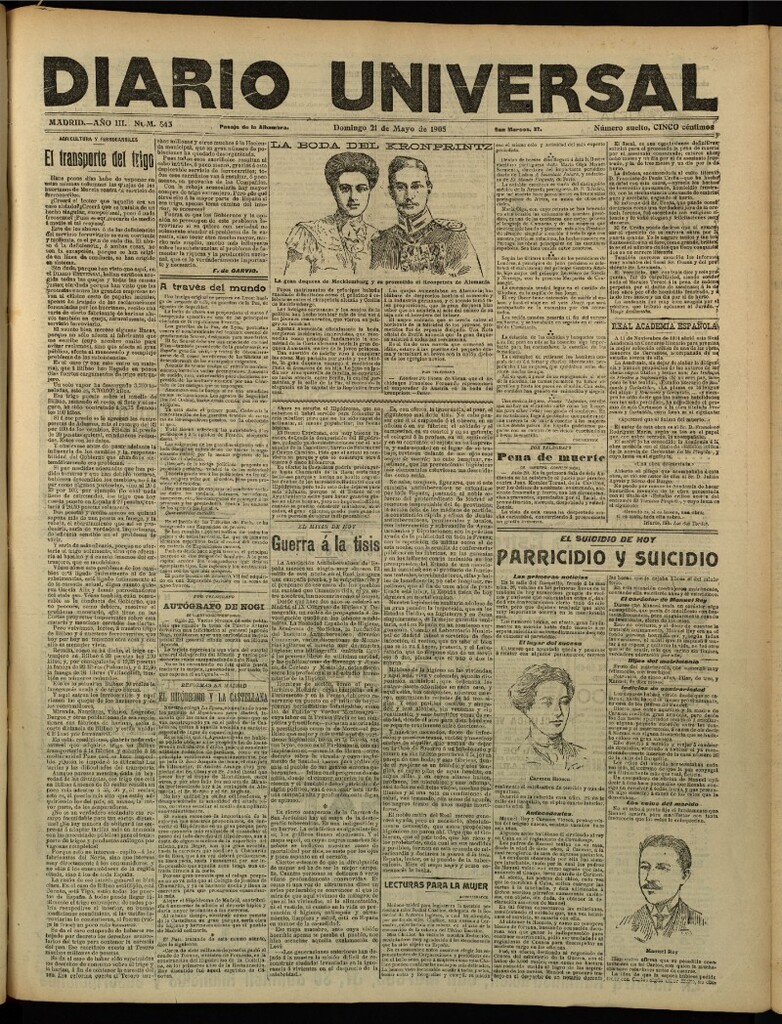 Miniatura de Diario Universal del 21 de mayo de 1905, edición de tarde