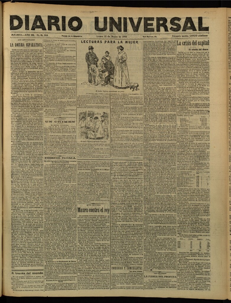 Miniatura de Diario Universal del 22 de mayo de 1905, edición de tarde