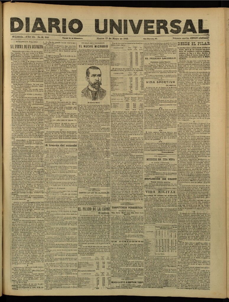 Miniatura de Diario Universal del 23 de mayo de 1905, edición de tarde