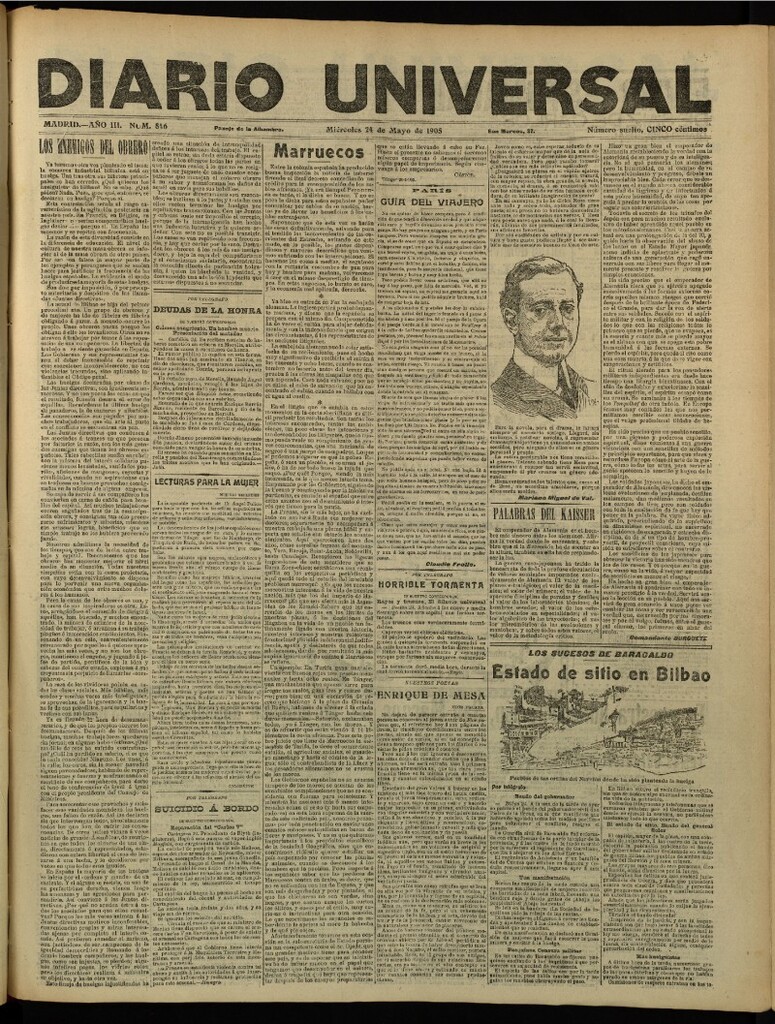 Miniatura de Diario Universal del 24 de mayo de 1905, edición de tarde