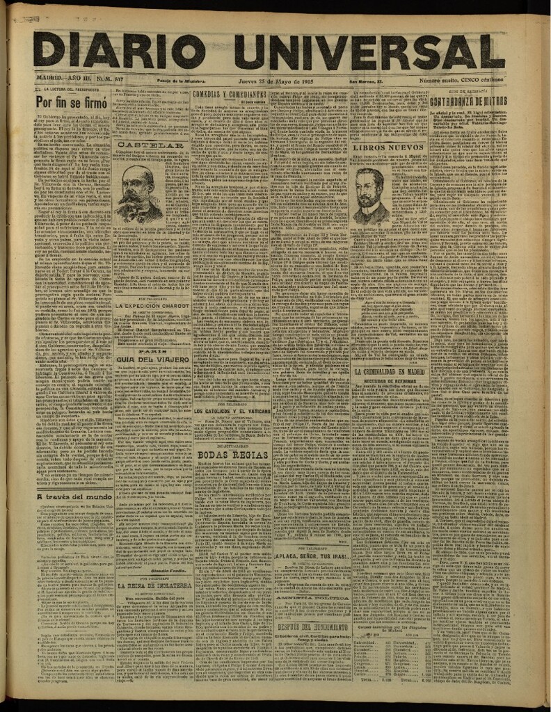 Miniatura de Diario Universal del 25 de mayo de 1905, edición de tarde