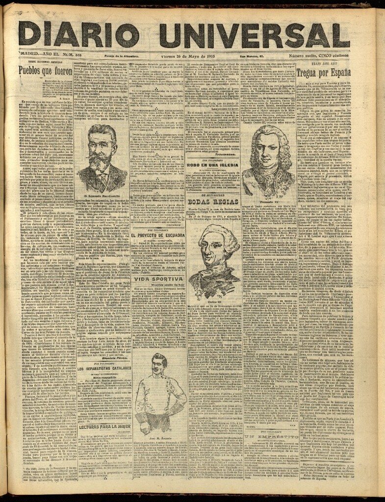 Miniatura de Diario Universal del 26 de mayo de 1905, edición de noche