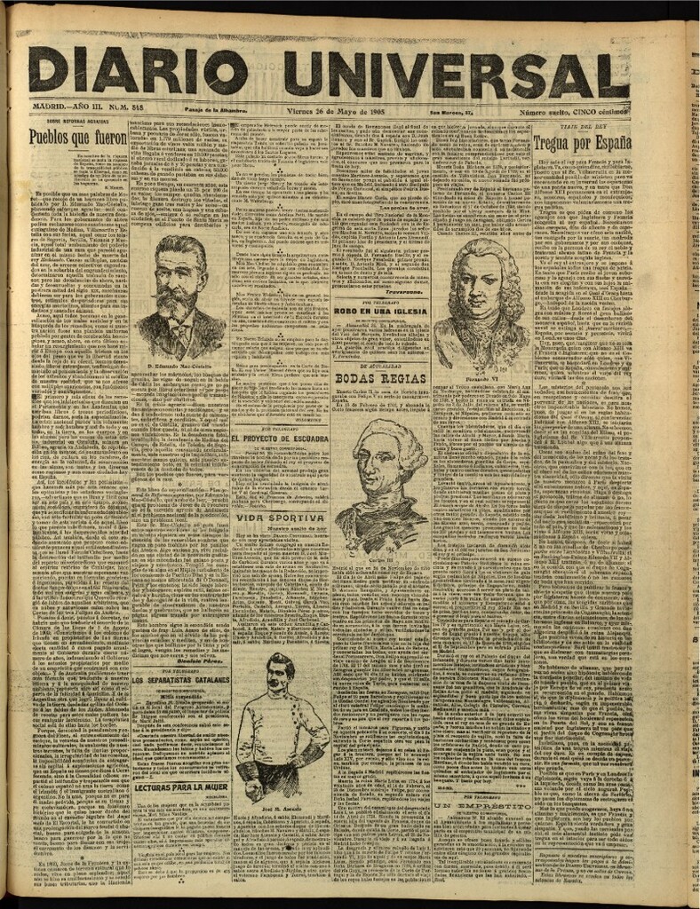 Miniatura de Diario Universal del 26 de mayo de 1905, edición de tarde