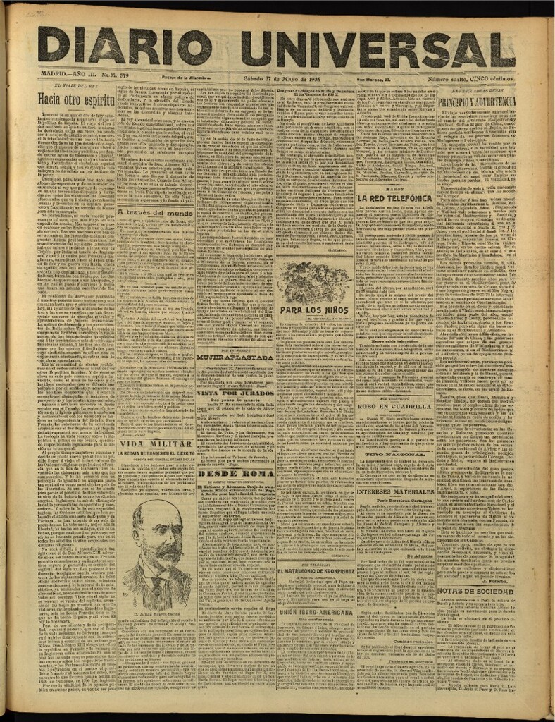 Miniatura de Diario Universal del 27 de mayo de 1905, edición de tarde