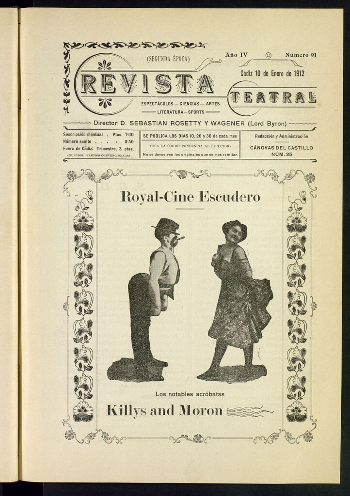 Miniatura de Revista Teatral, Literaria, Científica, de Bellas Artes y Espectáculos. Segunda época. Nº 91