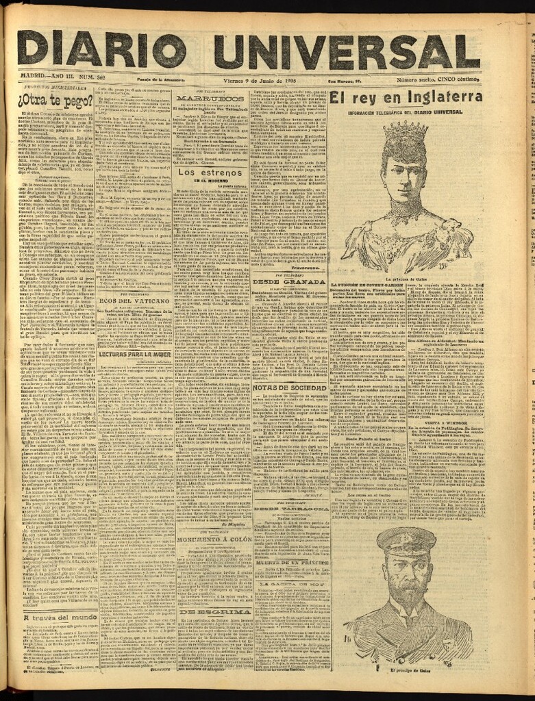 Miniatura de Diario Universal del 9 de junio de 1905, edición de noche