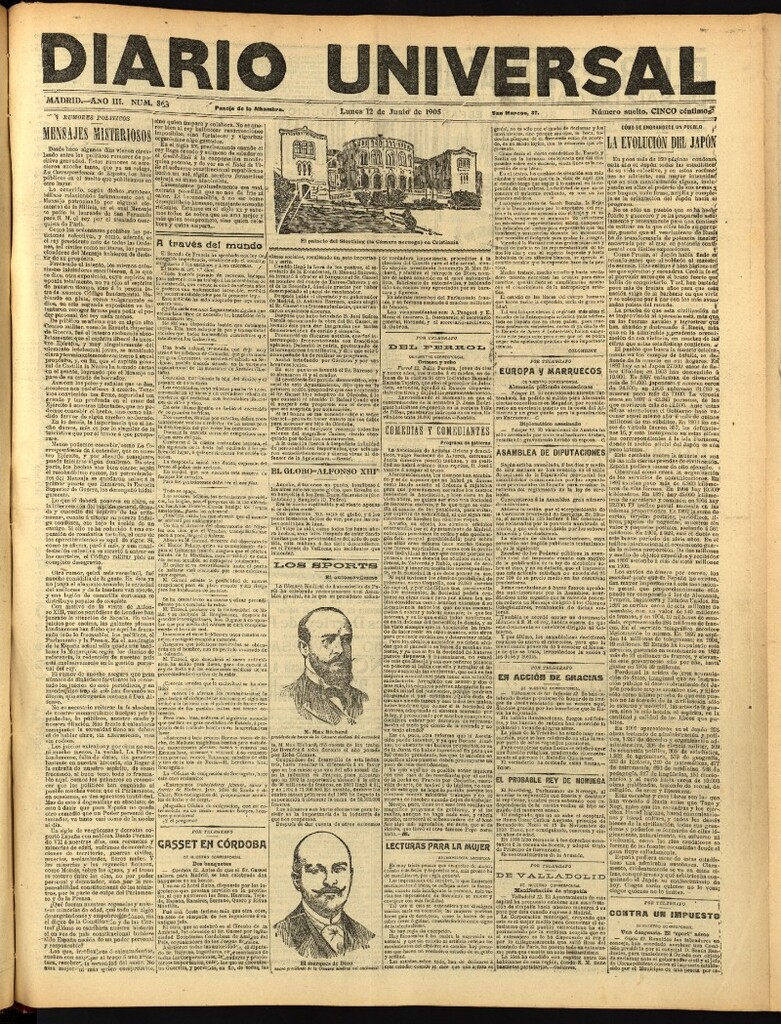 Miniatura de Diario Universal del 12 de junio de 1905, edición de noche