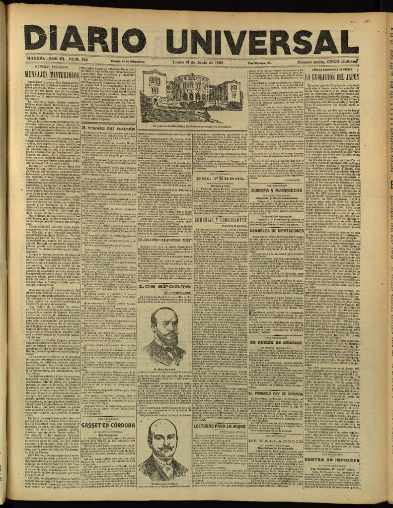 Miniatura de Diario Universal del 12 de junio de 1905, edición de tarde