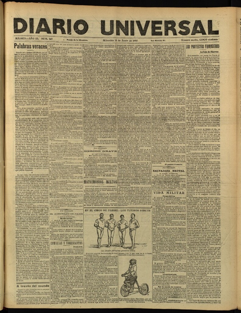 Miniatura de Diario Universal del 14 de junio de 1905, edición de tarde