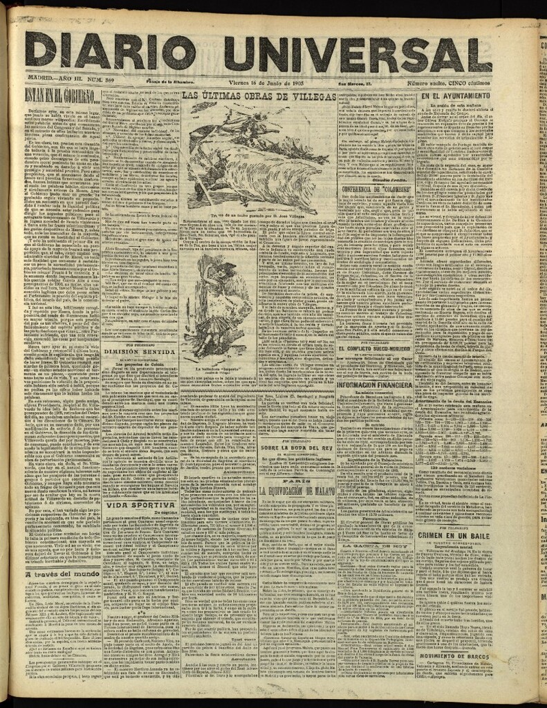 Miniatura de Diario Universal del 16 de junio de 1905, edición de tarde