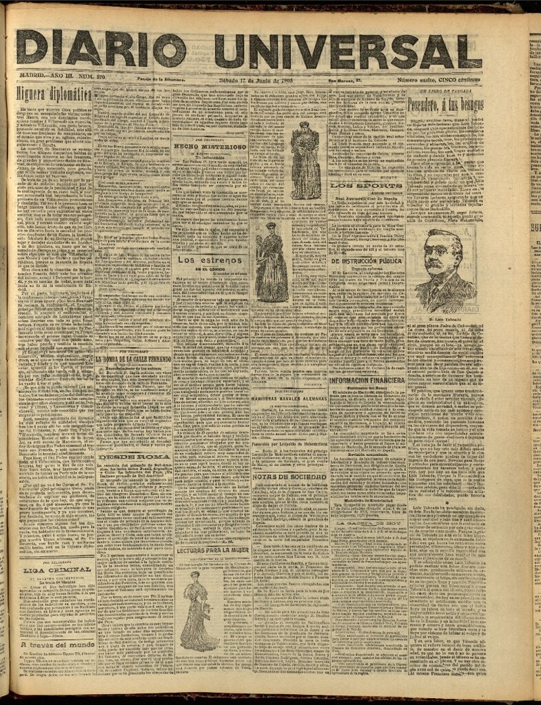 Miniatura de Diario Universal del 17 de junio de 1905, edición de noche