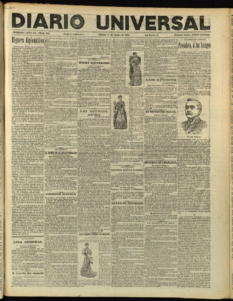 Miniatura de Diario Universal del 17 de junio de 1905, edición de tarde