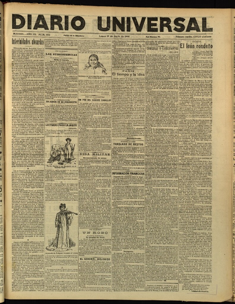 Miniatura de Diario Universal del 19 de junio de 1905, edición de tarde