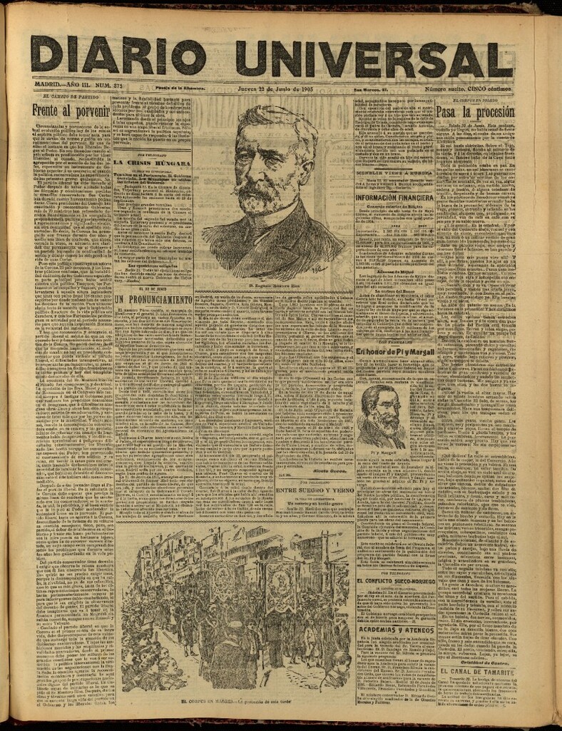 Miniatura de Diario Universal del 22 de junio de 1905, edición de noche