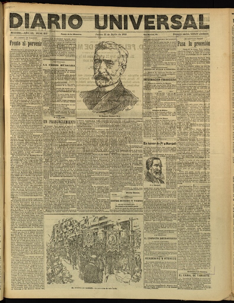 Miniatura de Diario Universal del 22 de junio de 1905, edición de tarde