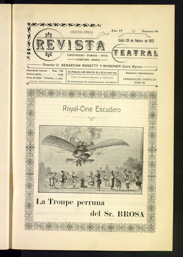 Miniatura de Revista Teatral, Literaria, Científica, de Bellas Artes y Espectáculos. Segunda época. Nº 96