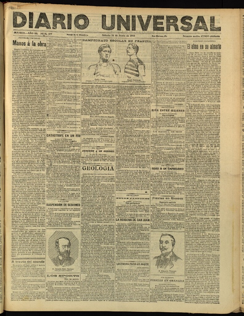 Miniatura de Diario Universal del 24 de junio de 1905, edición de tarde