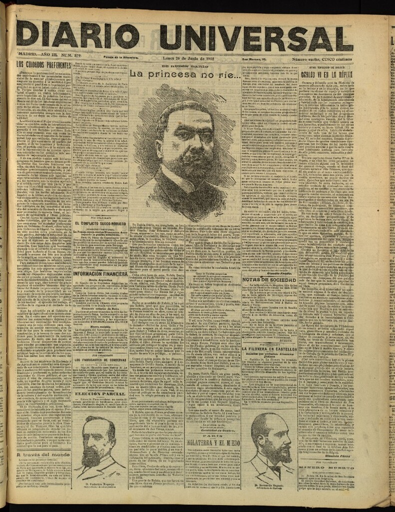 Miniatura de Diario Universal del 26 de junio de 1905, edición de tarde