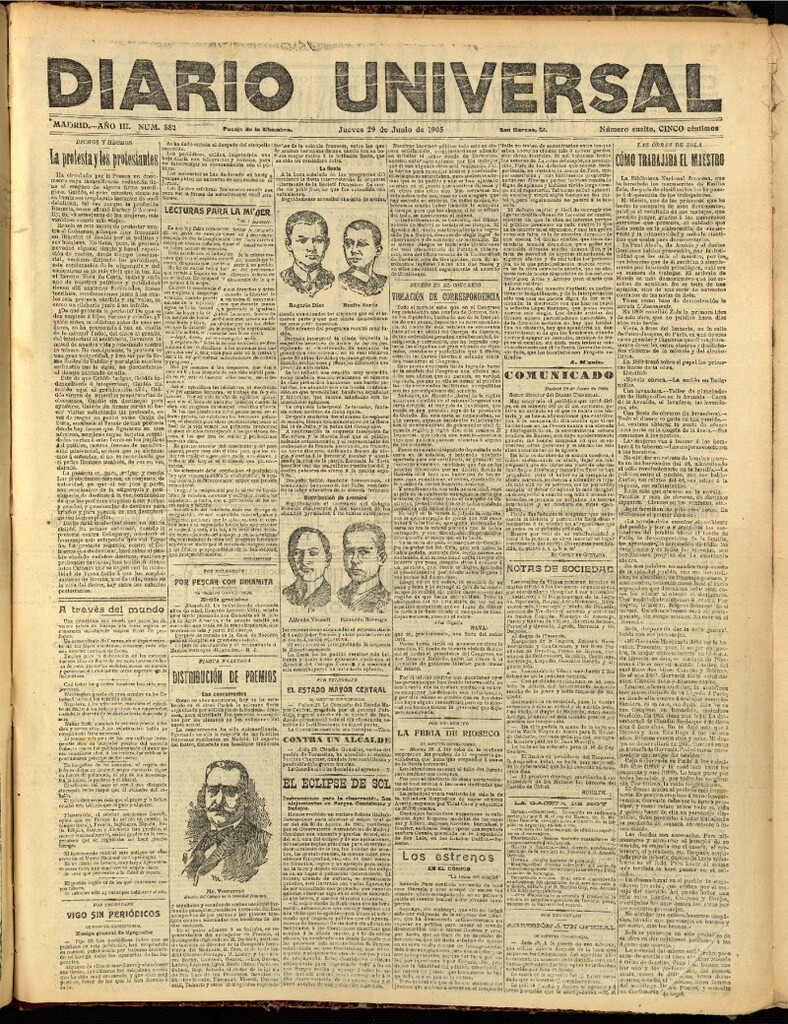 Miniatura de Diario Universal del 29 de junio de 1905, edición de noche