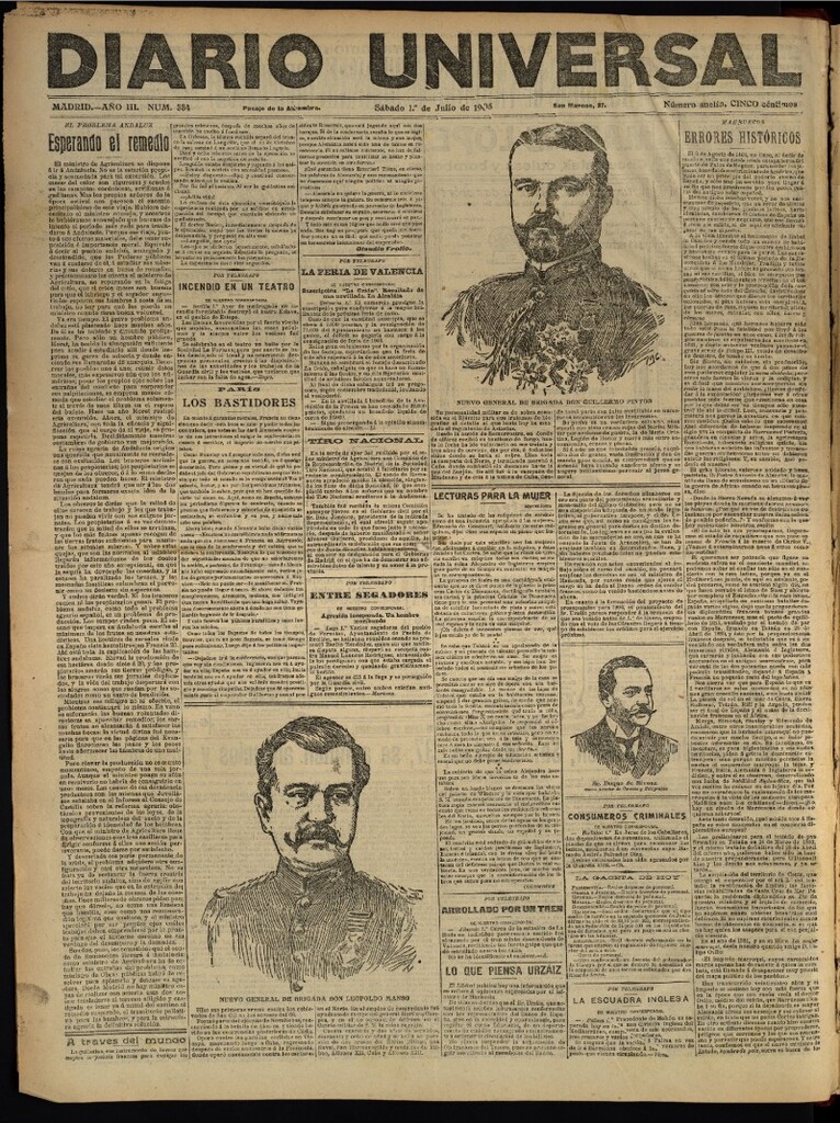 Miniatura de Diario Universal del 1 de julio de 1905, edición de noche