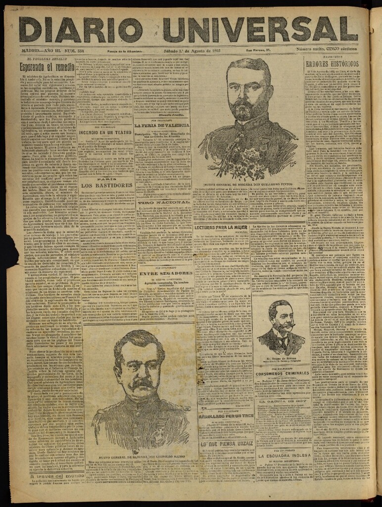 Miniatura de Diario Universal del 1 de julio de 1905, edición de tarde