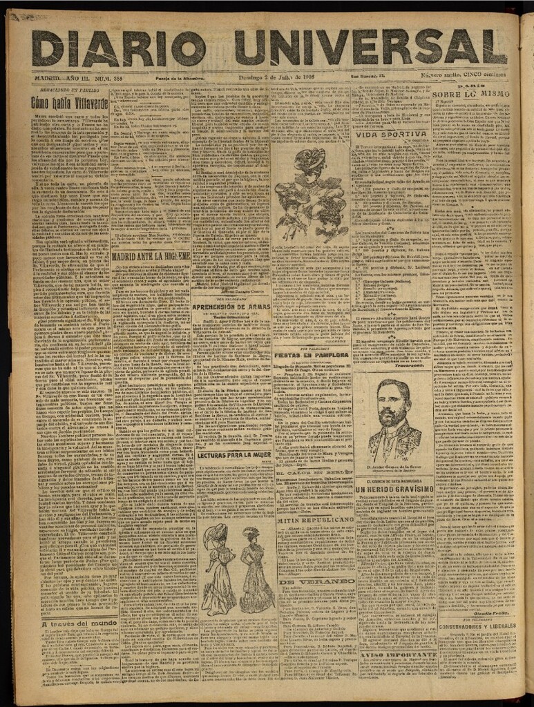 Miniatura de Diario Universal del 2 de julio de 1905, edición de tarde