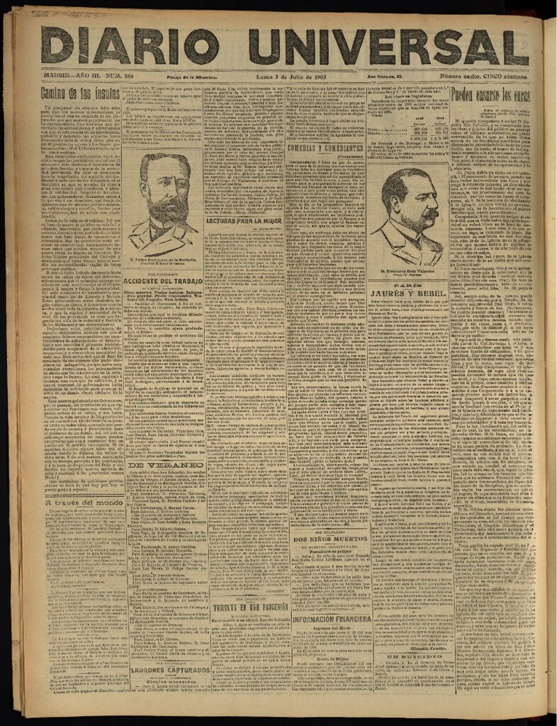 Miniatura de Diario Universal del 3 de julio de 1905, edición de noche