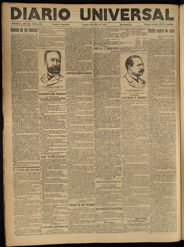 Miniatura de Diario Universal del 3 de julio de 1905, edición de tarde
